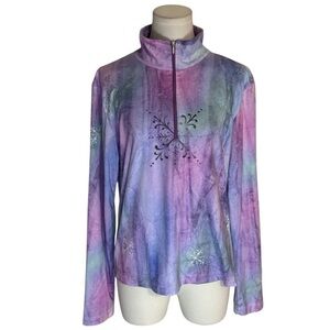 NILS Snowflake Purple T-Neck Underwear Top 1/4 Zip Base Layer Size M Snow Skiing